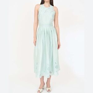 Christy Lynn Silk Linen Midi Dress in Seafoam